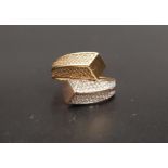 PAVE SET DIAMOND RING the multi diamonds in two tone fourteen carat gold twist setting, ring size