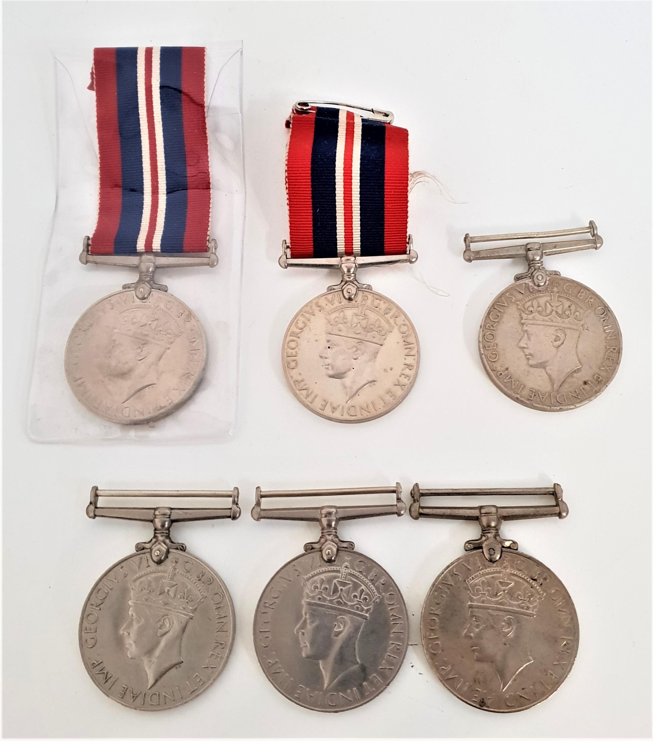SIX THE WAR MEDALS 1939-1945 two with ribbons (6)