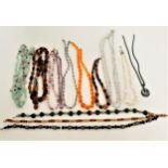 INTERESTING SELECTION OF VINTAGE BEAD NECKLACES including crystal, haematite, amber coloured,