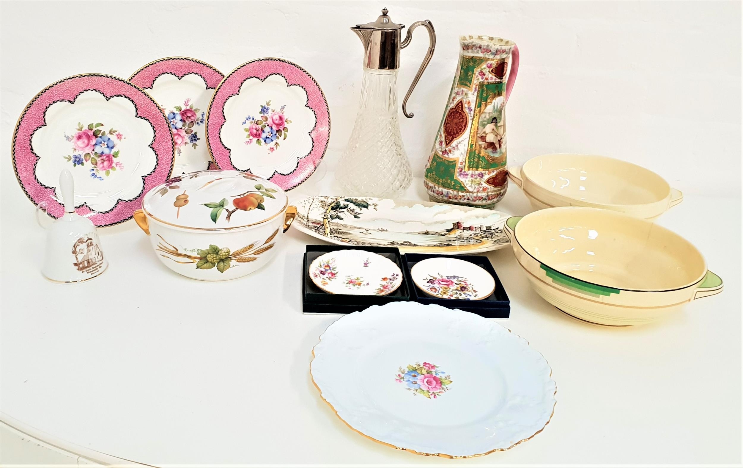 MIXED LOT OF CERAMICS including an Austrian hand painted jug, Alton shaped dish, a boxed Royal