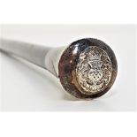 POLICE OFFICERS SWAGGER STICK with silver mounts to the ebonised cane, the pommel inscribed with the