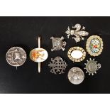 SELECTION OF VINTAGE BROOCHES AND PENDANT including a Scottish Girls Association Galleon decorated