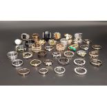 SELECTION OF SILVER AND OTHER RINGS of various sizes and designs, including amber, turquoise, CZ and