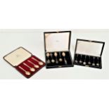 CASED SET OF FOUR EDWARD VIII REGIONAL SILVER TEA SPOONS bearing the assay marks for 1936 London,