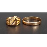 FOURTEEN CARAT GOLD WEDDING BAND ring size O-P and approximately 1.2 grams: together with a small