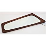 RETRO TEAK WALL MIRROR with a shaped frame and plate, 75cm high, together with a white painted