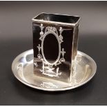 UNUSUAL TIFFANY & CO. SILVER MATCH BOX HOLDER the central tortoiseshell decorated matchbox holder