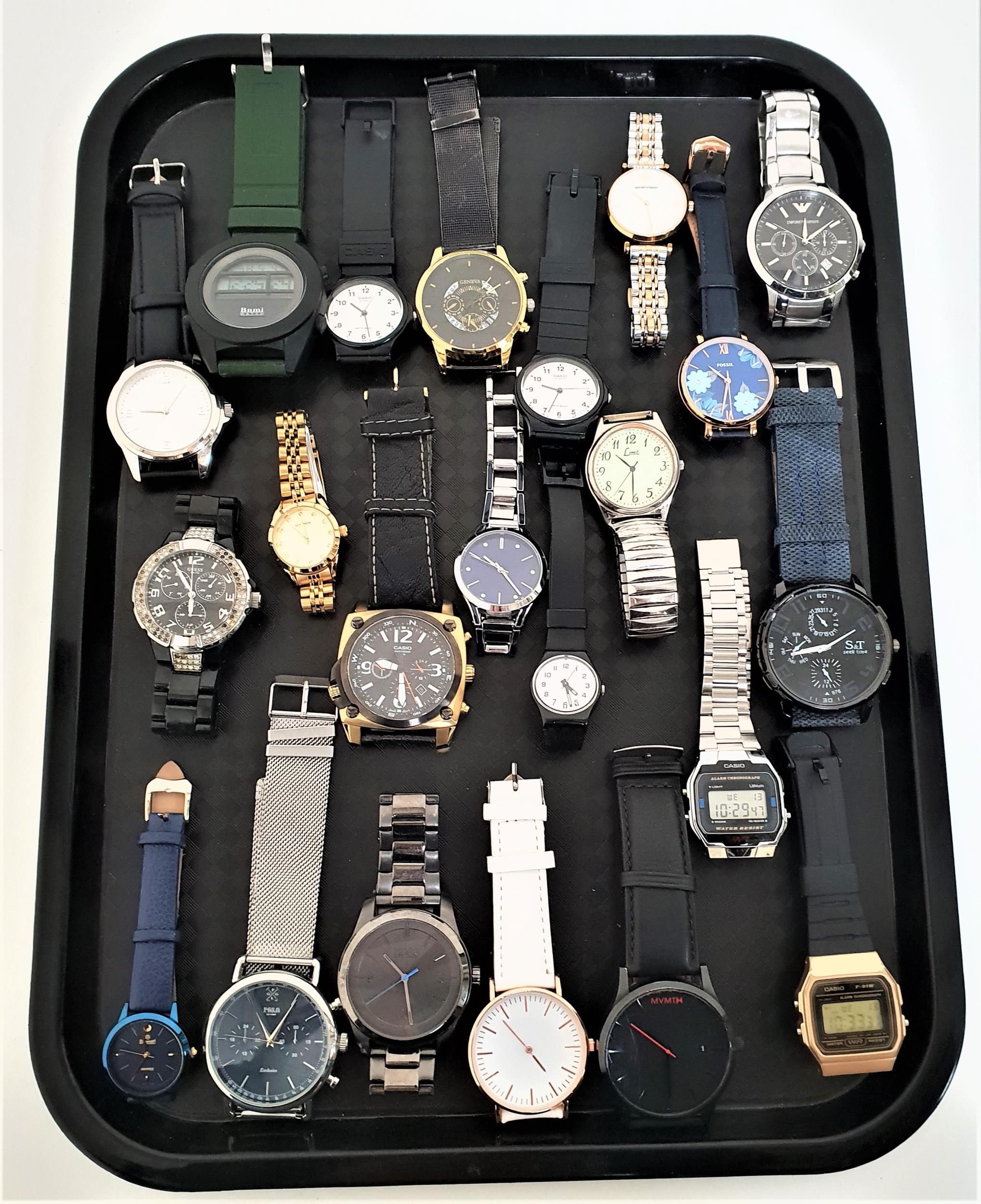 SELECTION OF LADIES AND GENTLEMEN'S WRISTWATCHES including Emporio Armani, Casio, Fossil, Guess, - Image 2 of 2