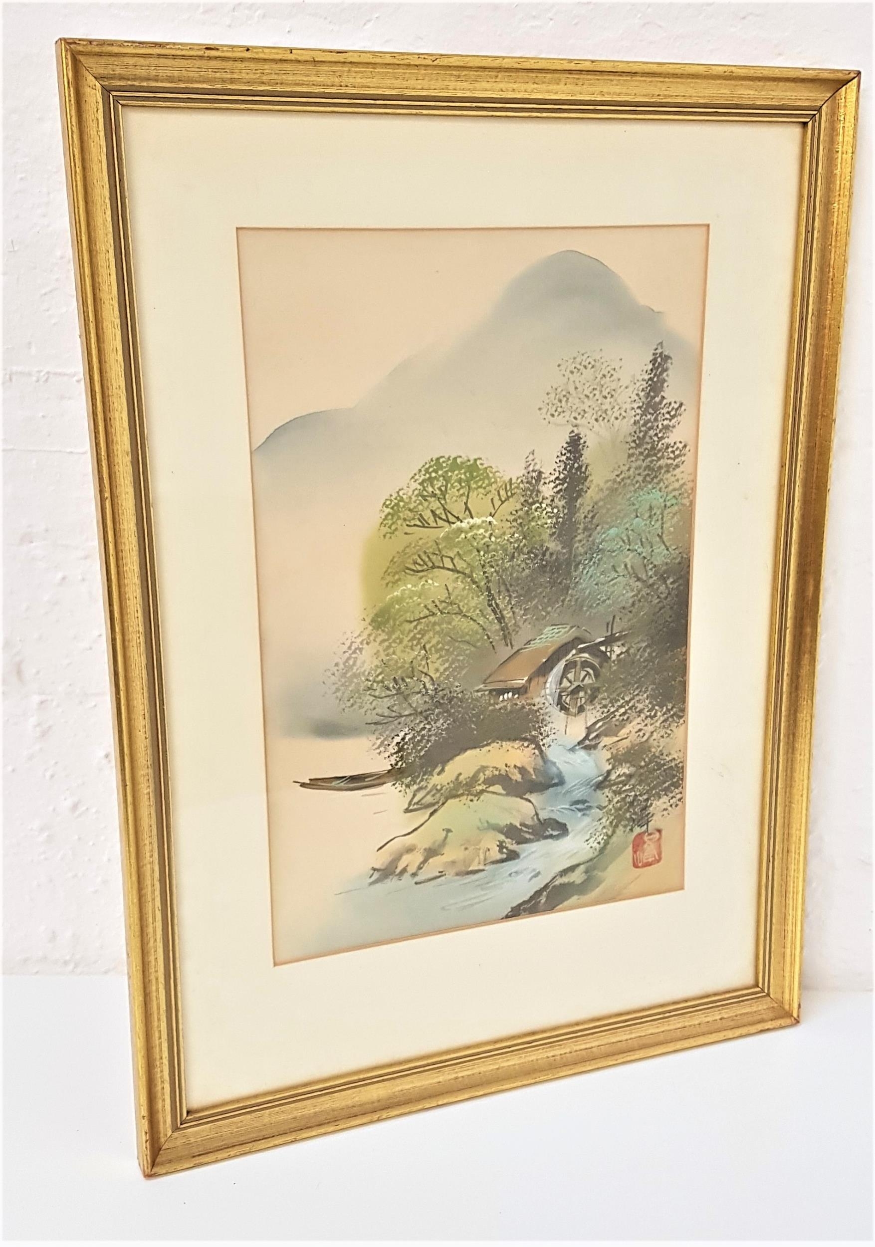 CHINESE SCHOOL Mill by the stream, watercolour on silk, 35.5cm x 23.5cm