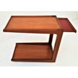 REMPLOY TEAK TRAY TABLE the floating top with a pull out shelf, on two supporting arms with an
