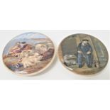 TWO PRATTWARE POT LIDS of circular form, On Guard, 10.5cm diameter and Peace, 10.7cm diameter (2)