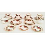 ROYAL ALBERT PART TEA SET in the Old Country Roses pattern, comprising four tea cups, six saucers,