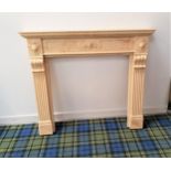 MARBLE EFFECT FIRE SURROUND with a stepped top above floral motifs, with column side supports, 112cm