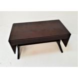 MCINTOSH MAHOGANY SOFA TABLE with a rectangular top and drop flaps above two frieze drawers,