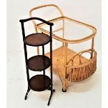 BAMBOO CONSERVATORY TROLLEY with a shaped glass inset top above a bamboo lower tier with a shaped