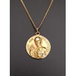 FOURTEEN CARAT GOLD RELIGIOUS PENDANT with relief decoration of Saint John Neumann C.S.S.R (