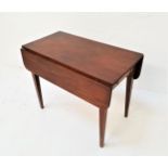 19th CENTURY MAHOGANY PEMBROKE TABLE with shaped drop flaps above two opposing dummy drawers,