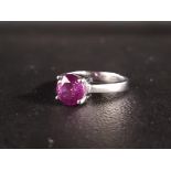 PINK SAPPHIRE SOLITAIRE RING the round brilliant cut sapphire approximately 1.9cts, on eighteen
