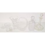 SELECTION OF CUT GLASS AND CRYSTAL including an Edinburgh spill vase and rose bowl, two spirit