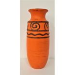 WEST GERMAN POTTERY BALUSTER VASE with a brown internal glaze to the rim and neck, the body in