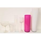 SELECTION OF GLASSWARE including a cut glass vase, 24.5cm high, tall oval vase, 46cm high, wine