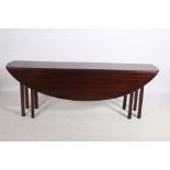 A GEORGIAN DESIGN MAHOGANY HUNT TABLE the oval hinged top raised on square moulded legs 73cm (h) x