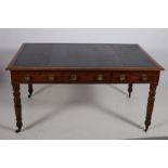 A FINE 19TH CENTURY MAHOGANY PARTNERS LIBRARY TABLE of rectangular outline the shaped top with