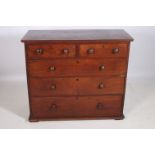 A VICTORIAN MAHOGANY CHEST of two short and three long graduated drawers on moulded base 101cm (h) x