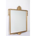 A GILT FRAMED MIRROR 69cm x 55cm together with a gilt girandole mirror 57cm x 39cm and a framed