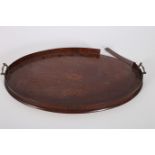 A GOOD 19TH CENTURY MAHOGANY AND MARQUETRY SERVING TRAY