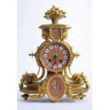 Napoleon III porcelain-mounted, ormolu, mantle clock