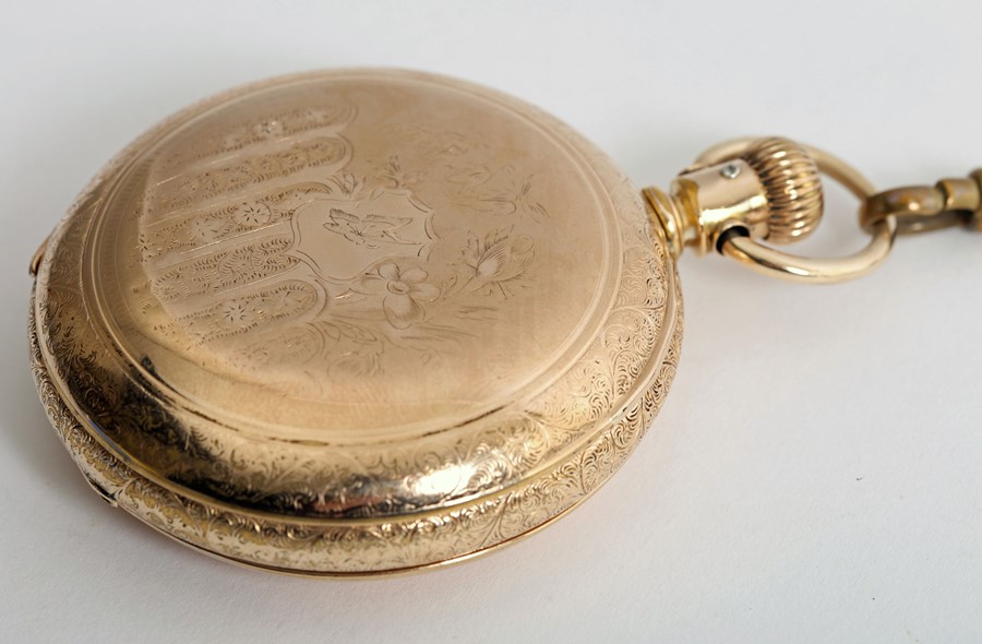 A Gilt cased pocket watch by Elgin, U.S.A. - Image 2 of 6