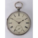 Victorian silver pocket watch for J.D. Rowe, Maryborough.