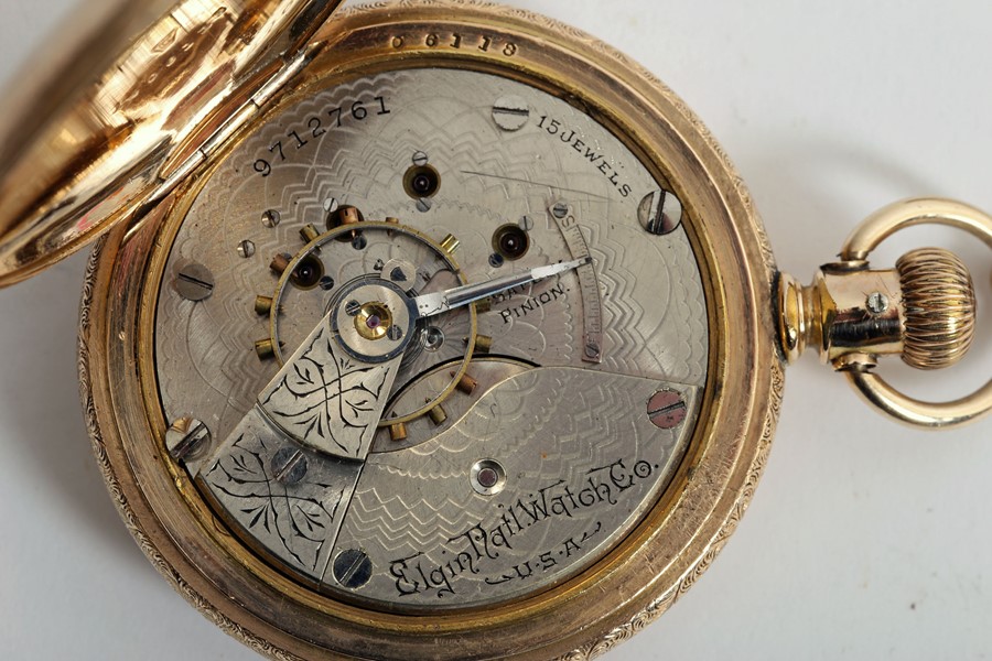 A Gilt cased pocket watch by Elgin, U.S.A. - Image 3 of 6