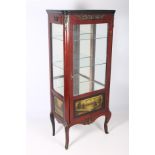 A CONTINENTAL KINGWOOD AND GILT BRASS MOUNTED DISPLAY CABINET surmounted by a green veined marble