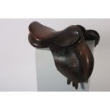 A BARRY SWANE LEATHER RIDING SADDLE 17.5 inches