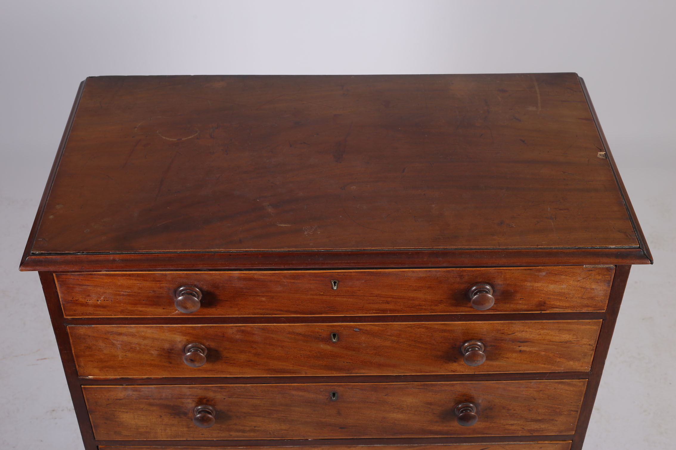 A GEORGIAN MAHOGANY CHEST of rectangular outline the shaped top above five long graduated drawers - Image 2 of 2