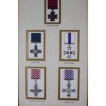 FIVE FRAMED MEDALS