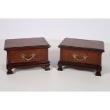 A PAIR OF EDWARDIAN MAHOGANY INLAID JEWELLERY CHEST each of rectangular outline with frieze drawer
