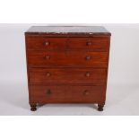 A GEORGIAN MAHOGANY CHEST of rectangular outline surmounted by a rouge veined marble top above two