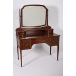 A 19TH CENTURY MAHOGANY AND KINGWOOD INLAID DRESSING TABLE the superstructure with bevelled glass