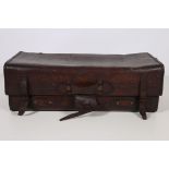 A VICTORIAN BROWN LEATHER SUITCASE inscribed Warranted Sole Leather 27cm (h) x 75cm (w) x 35cm (d)