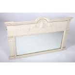 A CONTINENTAL WHITE PAINTED OVERMANTLE MIRROR