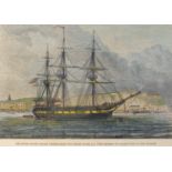 1880s and 1890s scenes of Irish life, hand-coloured engravings, "The United States Frigate