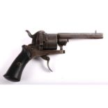 Late 19th century Belgian, .32 calibre, pin-fire, open frame revolver. Provenance: Collection