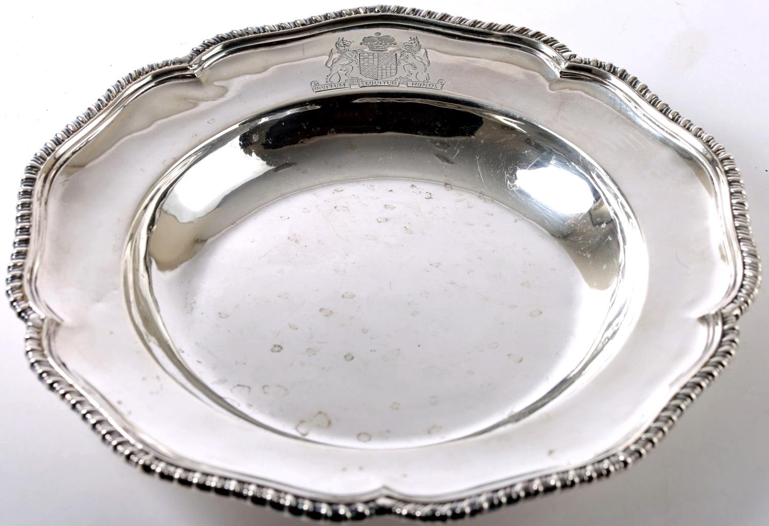 Marquess of Donegall. An Edwardian silver dish, the rim engraved with the arms of the Marquis of