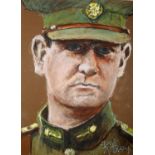 David McEwen, Irish. Michael Collins. Pastel on card, 12½" x 9½" (32 x 24cm) Signed.