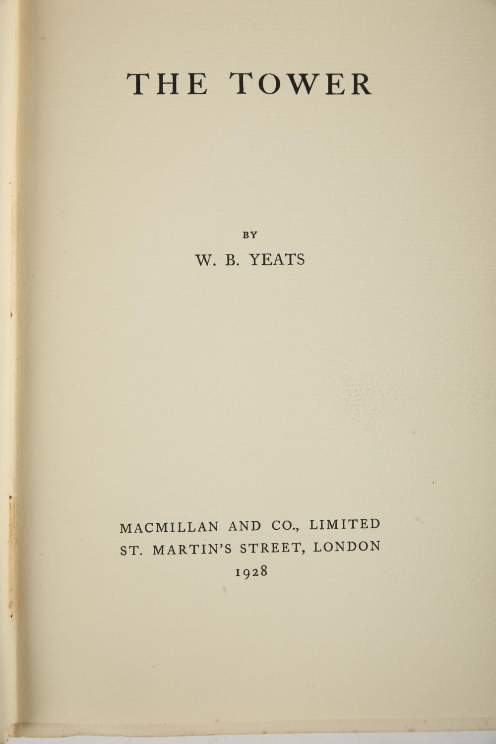 Yeats. William Butler. The Tower. MacMillan and Co. London, 1928, first edition, 8vo, 110 pages, - Image 3 of 3