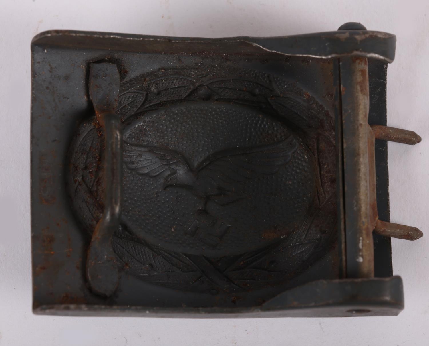 1934-1945 German uniform belt buckles. A Luftwaffe other ranks pressed steel buckle bearing oval - Image 4 of 5