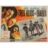 A collection of three 1950's Spanish language lobby cards. Tres Hijos Del Diablo (3 Godfathers),